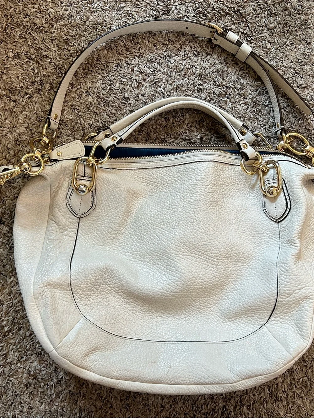 Coach Kristen y2k 00s white leather elevated round oversized shoulder bag